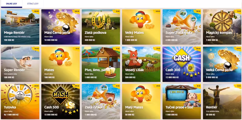 Stírací losy online v Sazce