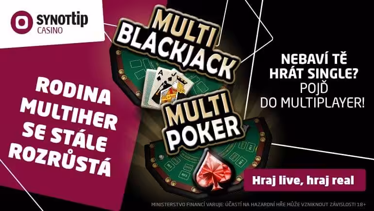 SynotTIP casino LIVE – živá ruleta – poker – blackjack na mobilu