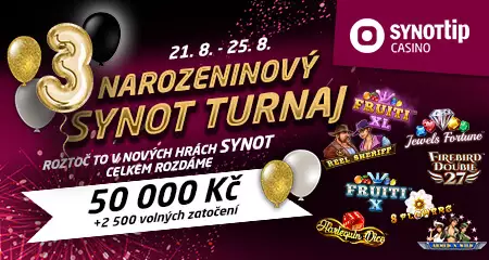 synottip casino turnaj - synot automaty - 50.000 Kč + 2500 free spinů