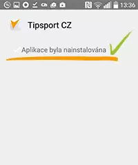 Dokončení instalace - Tipsport aplikace