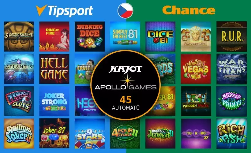 45 nových Kajot + Apollo her v Chance a Tipsport kasinu