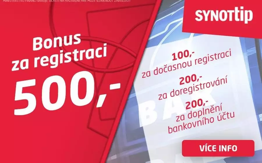 Synottip bonus za registraci 2022 – berte ZDARMA 500,-
