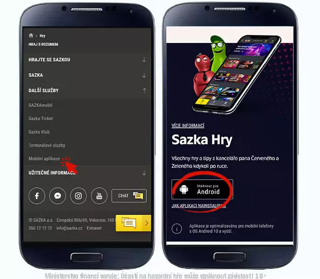 Sazka Hry aplikace pro Android