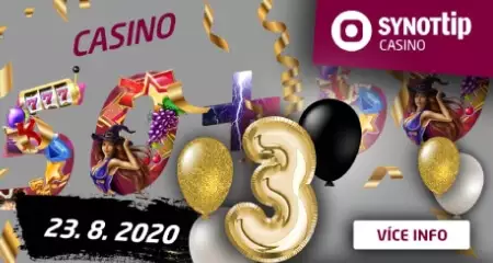 synottip casino - třetí narozeniny - bonus 50+50 - peníze zdarma