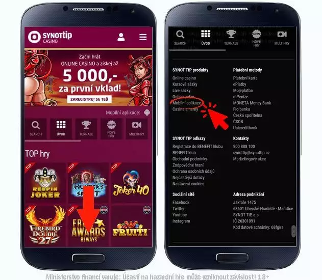 Synottip casino aplikace