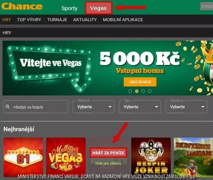 Jak hrát výherní automaty za peníze v Chance Vegas online casino