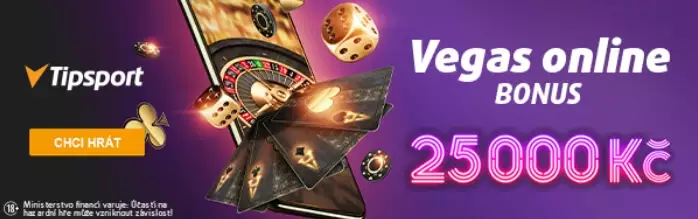 Bonus masuk kasino Tipsport Vegas CZK 25.000 