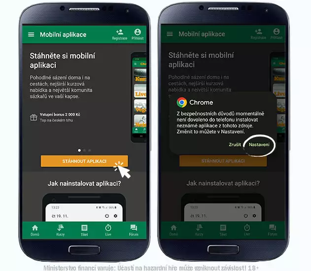 Chance aplikace - stažení do Android telefonu