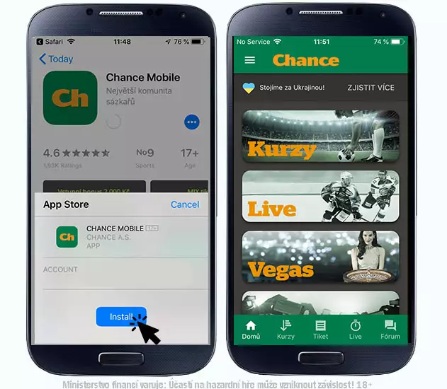 Chance aplikace - instalace do iOS