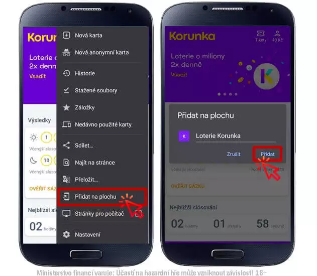 Loterie Korunka aplikace 2021 ve vašem mobilním telefonu!