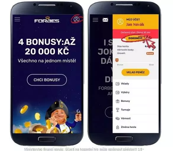 Dokončení Forbes online registrace