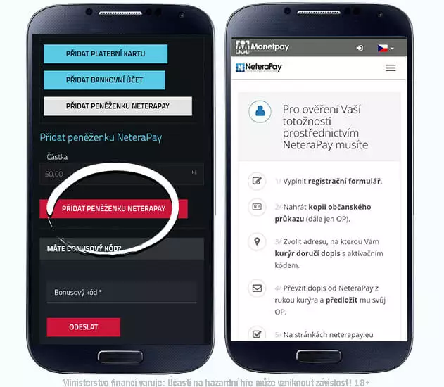 Betor SMS vklad - Registrace do Neterapay