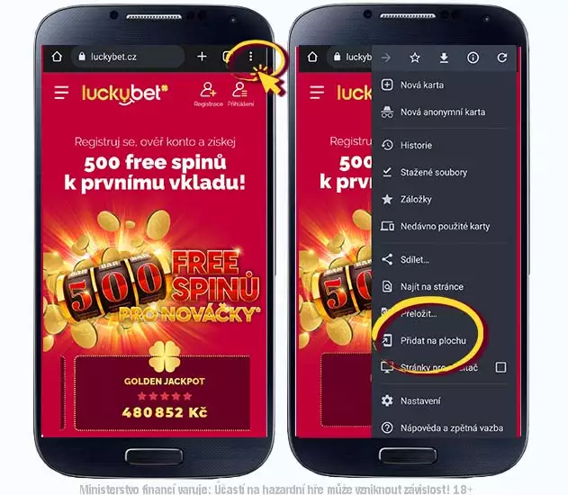 Aplikasi seluler Luckybet untuk ponsel Android