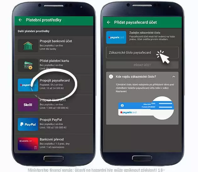 Chance platební metody - vklad přes Paysafecard