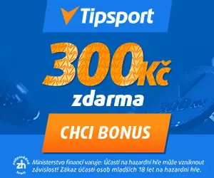 Tipsport bonus za registraci 300 Kč zdarma