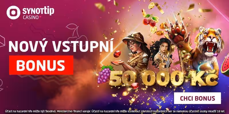 Synottip casino bonus za vklad až 50 000 Kč