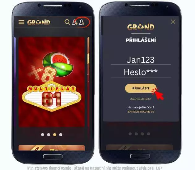 Grandwin casino přihlášení z mobilu
