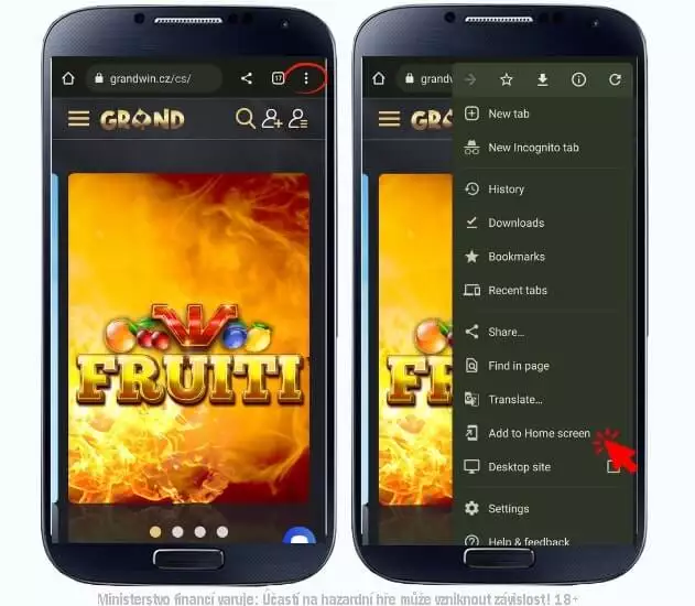 Aplikasi seluler Grandwin untuk Android
