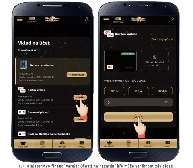 Magic Planet platební metody vklad kartou
