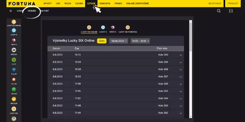 Loterie Fortuna - výsledky online