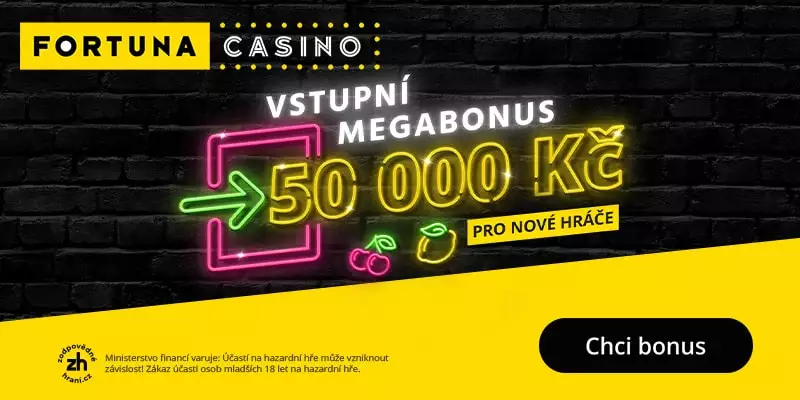 Fortuna Vegas aplikace - bonusový 50 000 Kč balíček