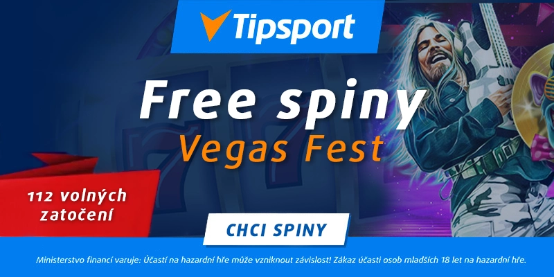 Tipsport 112 free spinů zdarma