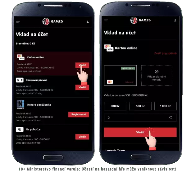 69Games SMS vklad - platba kartou