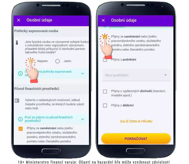 Politicky exponovaná osoba - potvrzení při registrace