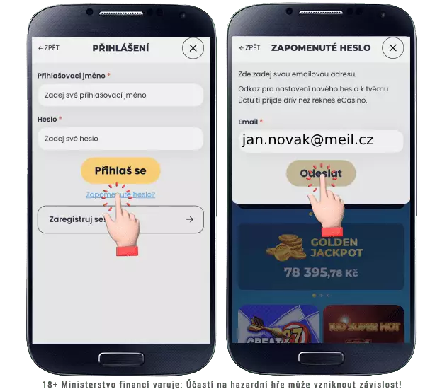 Ecasino přihlášení zapomenuté heslo