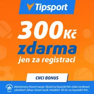 Tipsport bonus za registraci 300 Kč zdarma