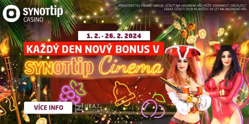 Získat free spiny ZDE! Synottip cinema bonus dnes