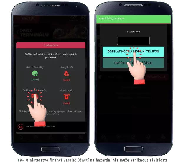 BetX registrace ověření telefonu