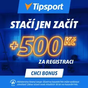 Tipsport bonus za registraci 500 Kč zdarma