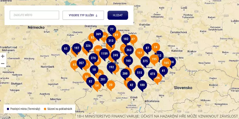 Mapa poboček - Sazka