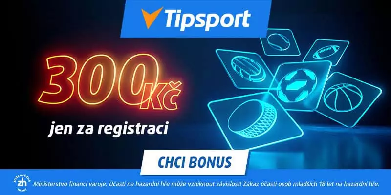 Tipsport casino bonus bez vkladu 300 Kč na sportovní sázení