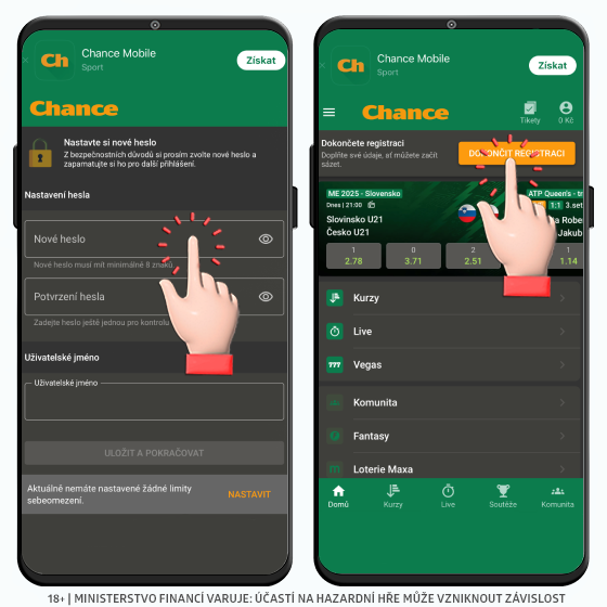 Chance registrace - vyplnění formuláře 2