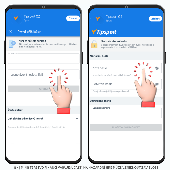 Registrace Tipsport - ověření emailu a telefonu