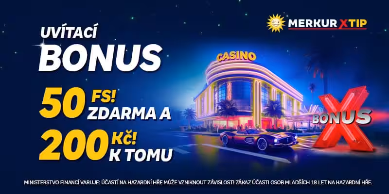 MerkurXtip 50 spinů + 200 Kč ZDE MerkurXtip uvítací bonus - 50 spinů + 200 Kč