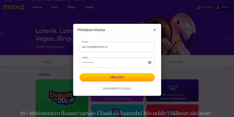 Maxa přihlášení z PC ZDE Maxa přihlášení z PC