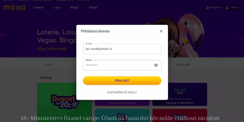 Maxa přihlášení z PC