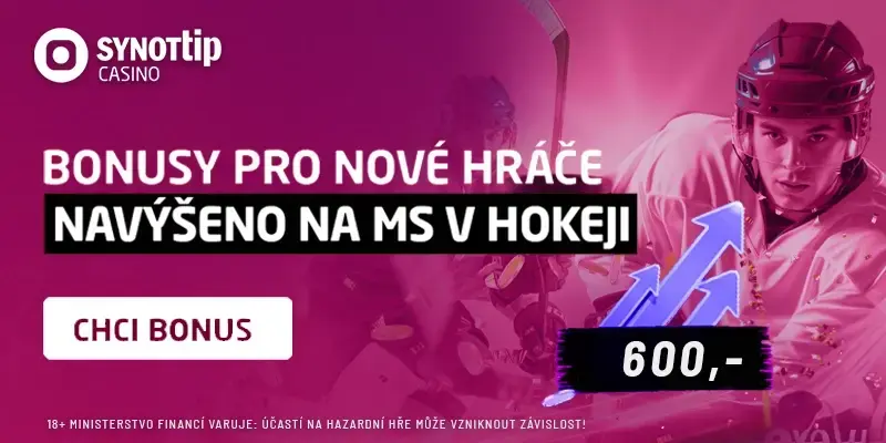 Synottip free spiny s registračním bonusem 600 Kč