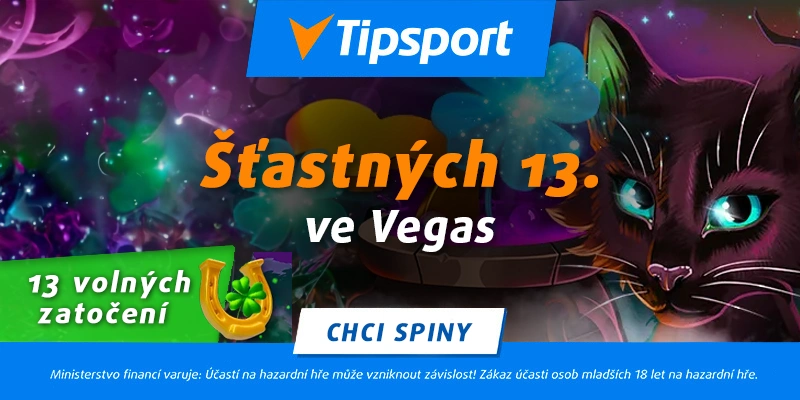 Tipsport šťastných 13 free spinů dnes