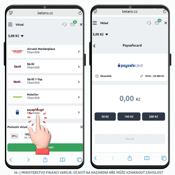 Betano Paysafecard vklad