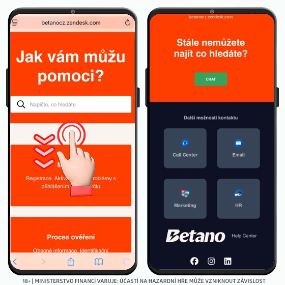 Betano možnosti kontaktu