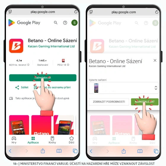 Betano Android instalace