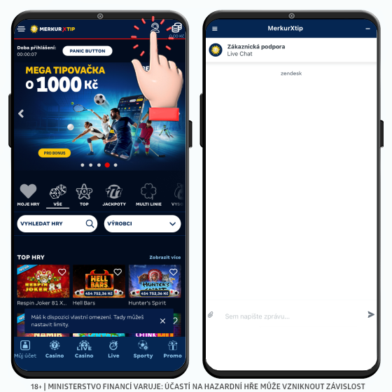 Zahájit live chat ZDE! MerkurXtip kontakt live chat