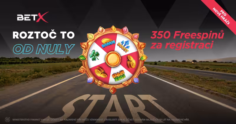 BETX - 350 free spinů za registraci
