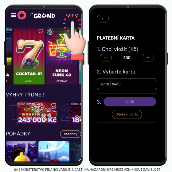 Grandwin casino vklad platební kartou