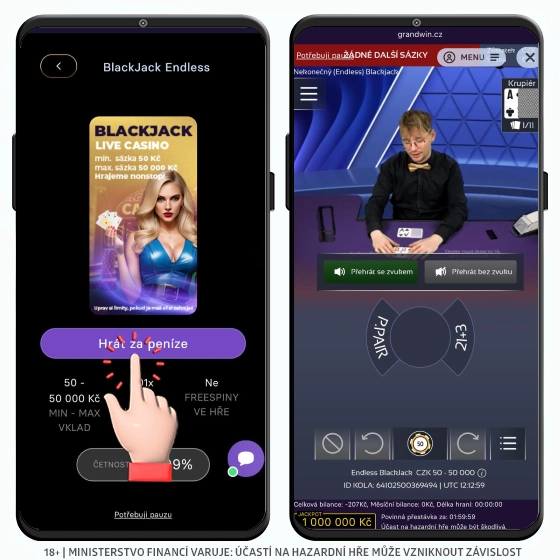 Grandwin live casino - blackjack