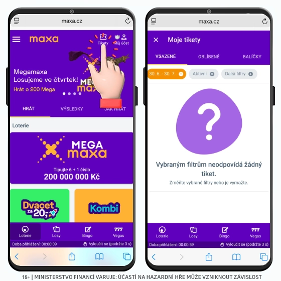 Maxa tiket kontrola výsledků